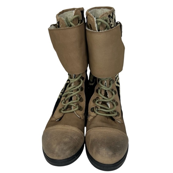 Kelsi Dagger Brown Ilya Womens Leather Block Heel Size 8 Mid Calf Sherpa Boots - Picture 5 of 9